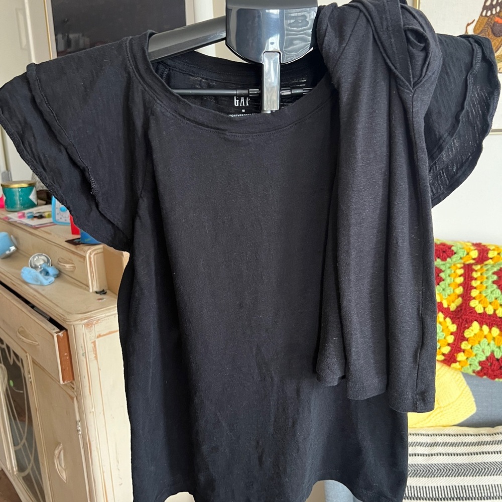 Set of two unique black gap flutter sleeve tops